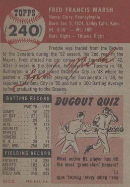 Freddie Marsh  baseball card collectible - Main Image 2