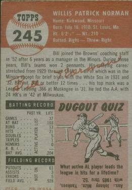 Bill Norman  baseball card collectible - Main Image 2