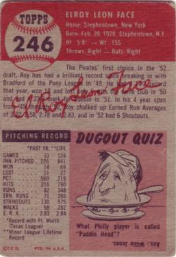 Roy Face  baseball card collectible - Main Image 2