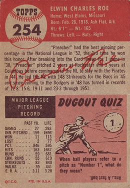 Preacher Roe  baseball card collectible - Main Image 2