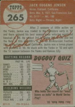 Jackie Jensen  baseball card collectible - Main Image 2