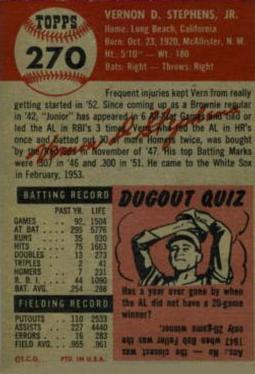 Vern Stephens  baseball card collectible - Main Image 2