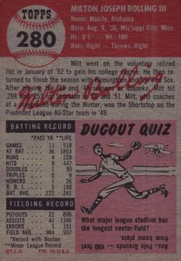 Milt Bolling  baseball card collectible - Main Image 2