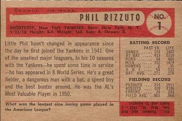 Phil Rizzuto  baseball card collectible - Main Image 2