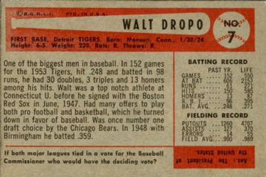 Walt Dropo  baseball card collectible - Main Image 2