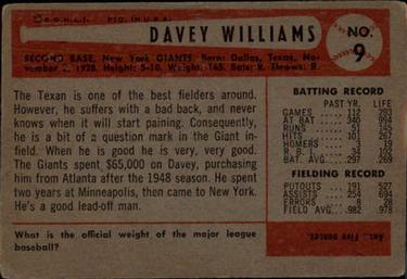 Davey Williams  baseball card collectible - Main Image 2