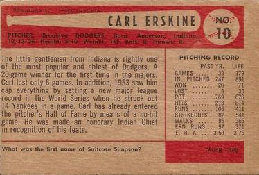 Carl Erskine  baseball card collectible - Main Image 2