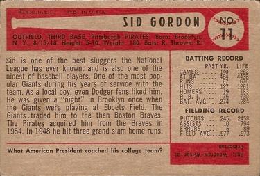 Sid Gordon  baseball card collectible - Main Image 2