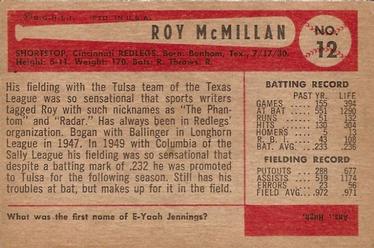 Roy McMillan  baseball card collectible - Main Image 2
