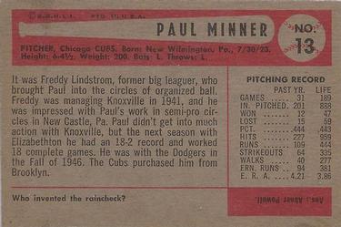 Paul Minner  baseball card collectible - Main Image 2