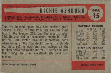 Richie Ashburn  baseball card collectible - Main Image 2
