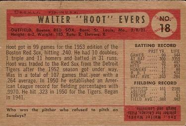 Hoot Evers  baseball card collectible - Main Image 2