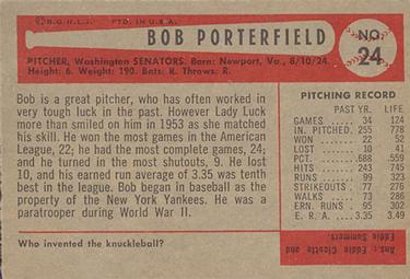Bob Porterfield  baseball card collectible - Main Image 2