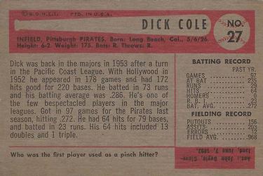 Dick Cole  baseball card collectible - Main Image 2