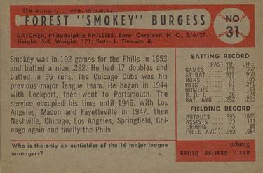 Smoky Burgess  baseball card collectible - Main Image 2