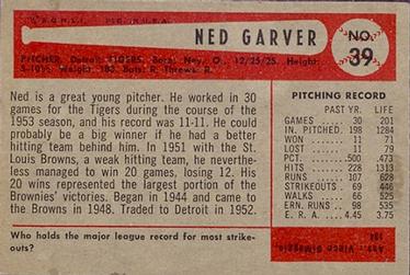 Ned Garver  baseball card collectible - Main Image 2