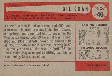 Gil Coan  baseball card collectible - Main Image 2