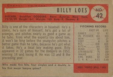 Billy Loes  baseball card collectible - Main Image 2