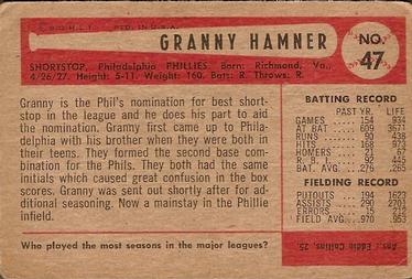 Granny Hamner  baseball card collectible - Main Image 2