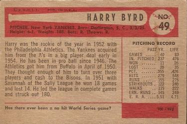 Harry Byrd  baseball card collectible - Main Image 2