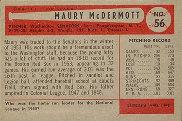 Maury McDermott  baseball card collectible - Main Image 2