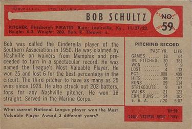 Bob Schultz  baseball card collectible - Main Image 2