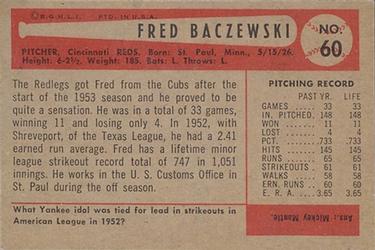 Fred Baczewski  baseball card collectible - Main Image 2