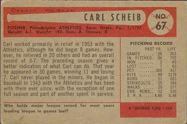 Carl Scheib  baseball card collectible - Main Image 2