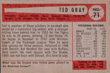 Ted Gray  baseball card collectible - Main Image 2