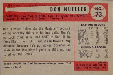 Don Mueller  baseball card collectible - Main Image 2