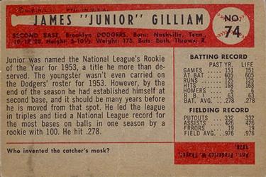 James "Junior” Gilliam  baseball card collectible - Main Image 2