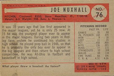 Joe Nuxhall  baseball card collectible - Main Image 2