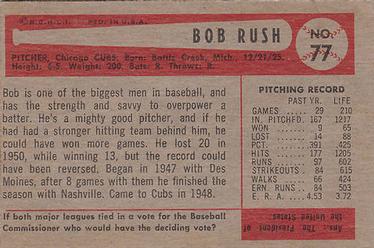 Bob Rush  baseball card collectible - Main Image 2