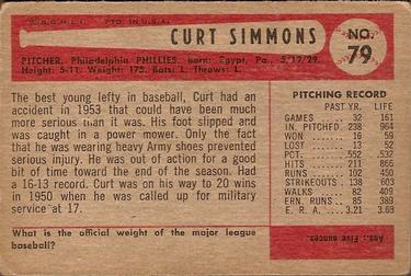 Curt Simmons  baseball card collectible - Main Image 2