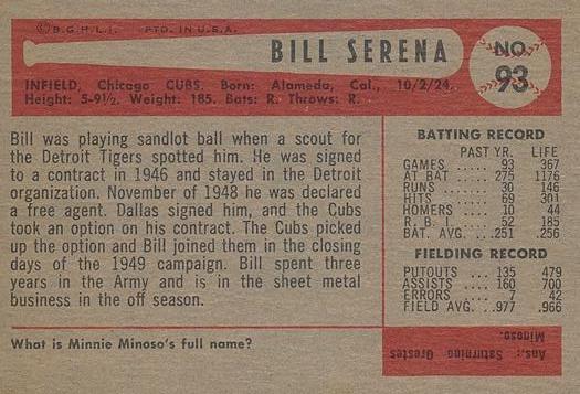 Bill Serena  baseball card collectible - Main Image 2