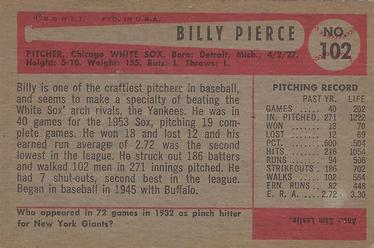Billy Pierce  baseball card collectible - Main Image 2
