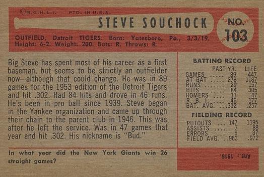 Steve Souchock  baseball card collectible - Main Image 2