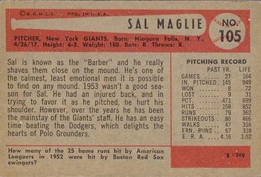 Sal Maglie  baseball card collectible - Main Image 2