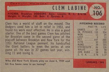 Clem Labine  baseball card collectible - Main Image 2