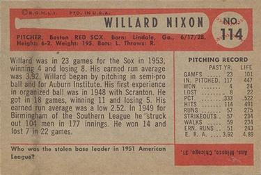 Willard Nixon  baseball card collectible - Main Image 2