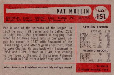 Pat Mullin  baseball card collectible - Main Image 2