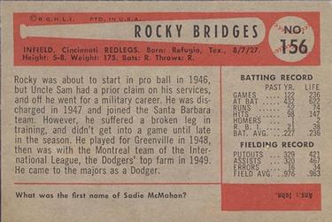 Rocky Bridges  baseball card collectible - Main Image 2
