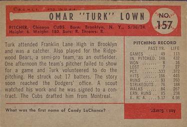Turk Lown  baseball card collectible - Main Image 2