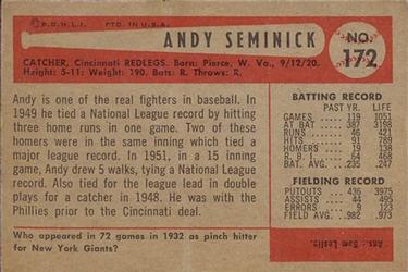Andy Seminick  baseball card collectible - Main Image 2