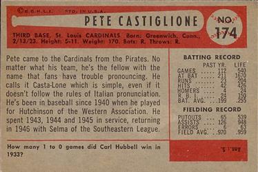 Pete Castiglione  baseball card collectible - Main Image 2