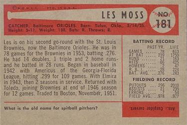 Les Moss  baseball card collectible - Main Image 2