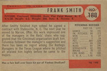 Frank Smith  baseball card collectible - Main Image 2