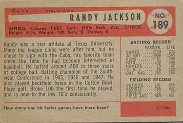 Randy Jackson  baseball card collectible - Main Image 2