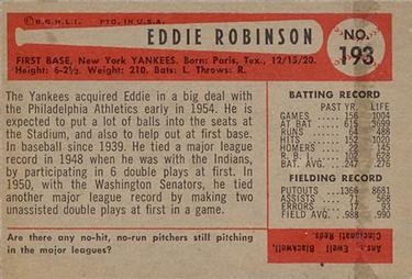 Eddie Robinson  baseball card collectible - Main Image 2