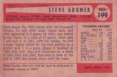 Steve Gromek  baseball card collectible - Main Image 2